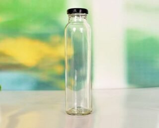 Alternative view of Boston Round Glass Juice Bottles with Caps (20pcs)